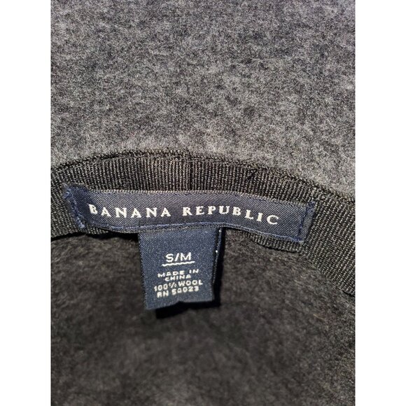 Banana Republic Gray 100% Wool Fedora Hat with Black Trim S/M 1529 - Picture 10 of 13